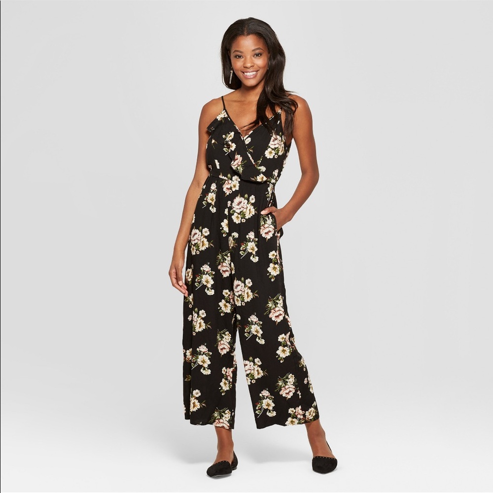 Floral print wrap jumpsuit